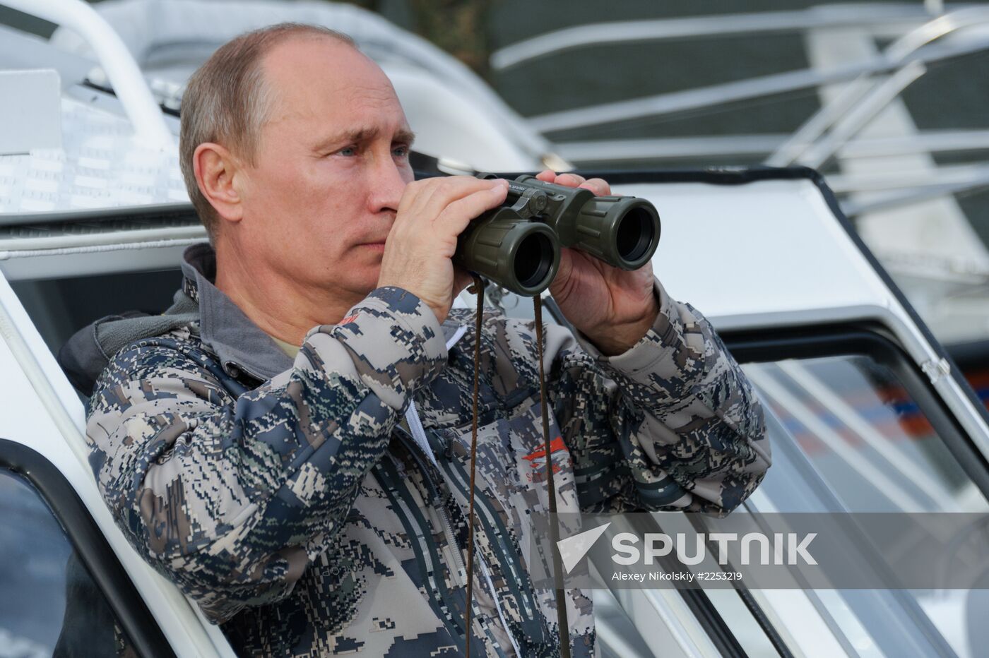 Vladimir Putin and Dmitry Medvedev on holiday