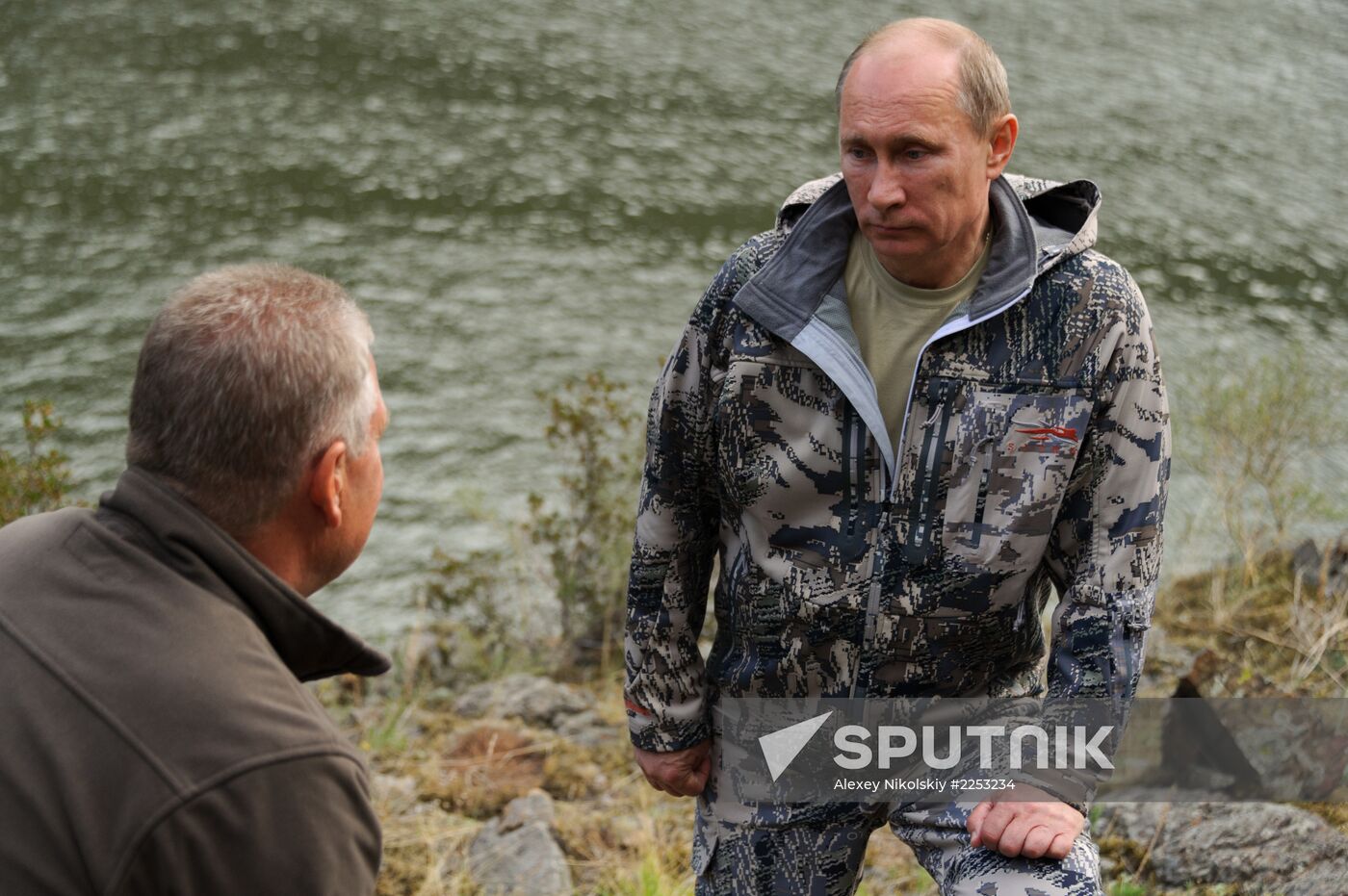 Vladimir Putin and Dmitry Medvedev on holiday