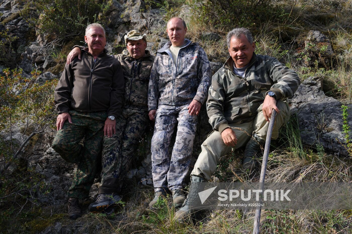 Vladimir Putin and Dmitry Medvedev on holiday