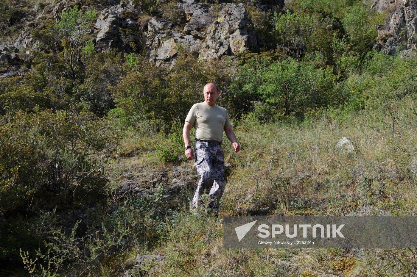 Vladimir Putin and Dmitry Medvedev on holiday