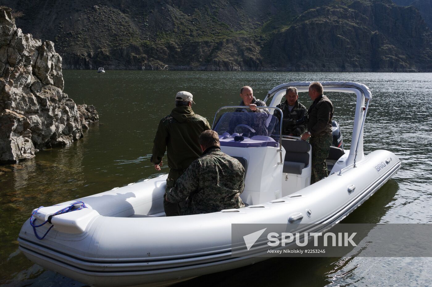 Vladimir Putin and Dmitry Medvedev on holiday