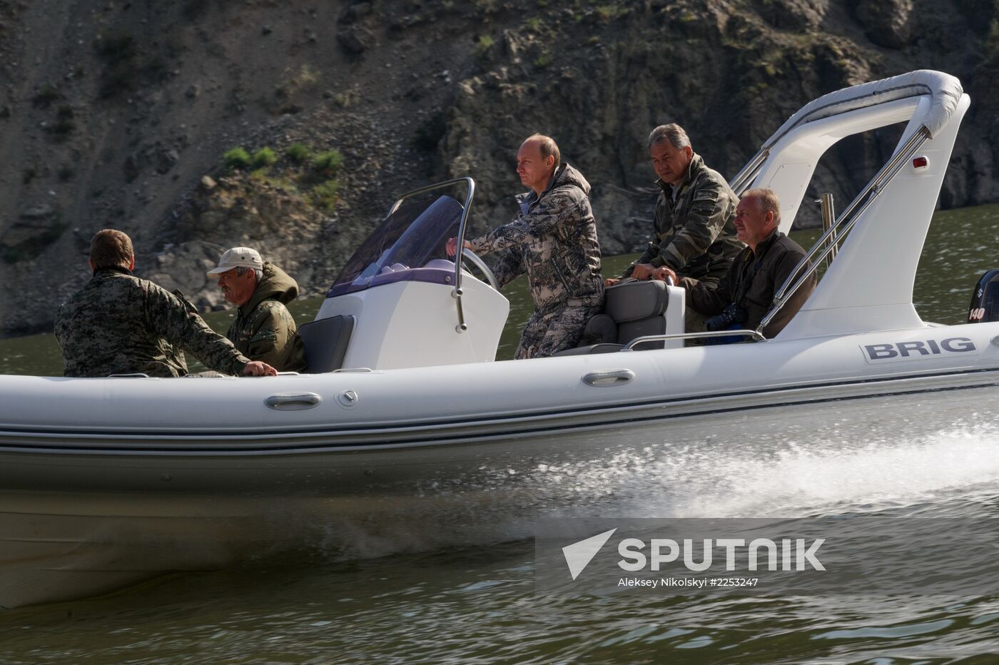 Vladimir Putin and Dmitry Medvedev on holiday