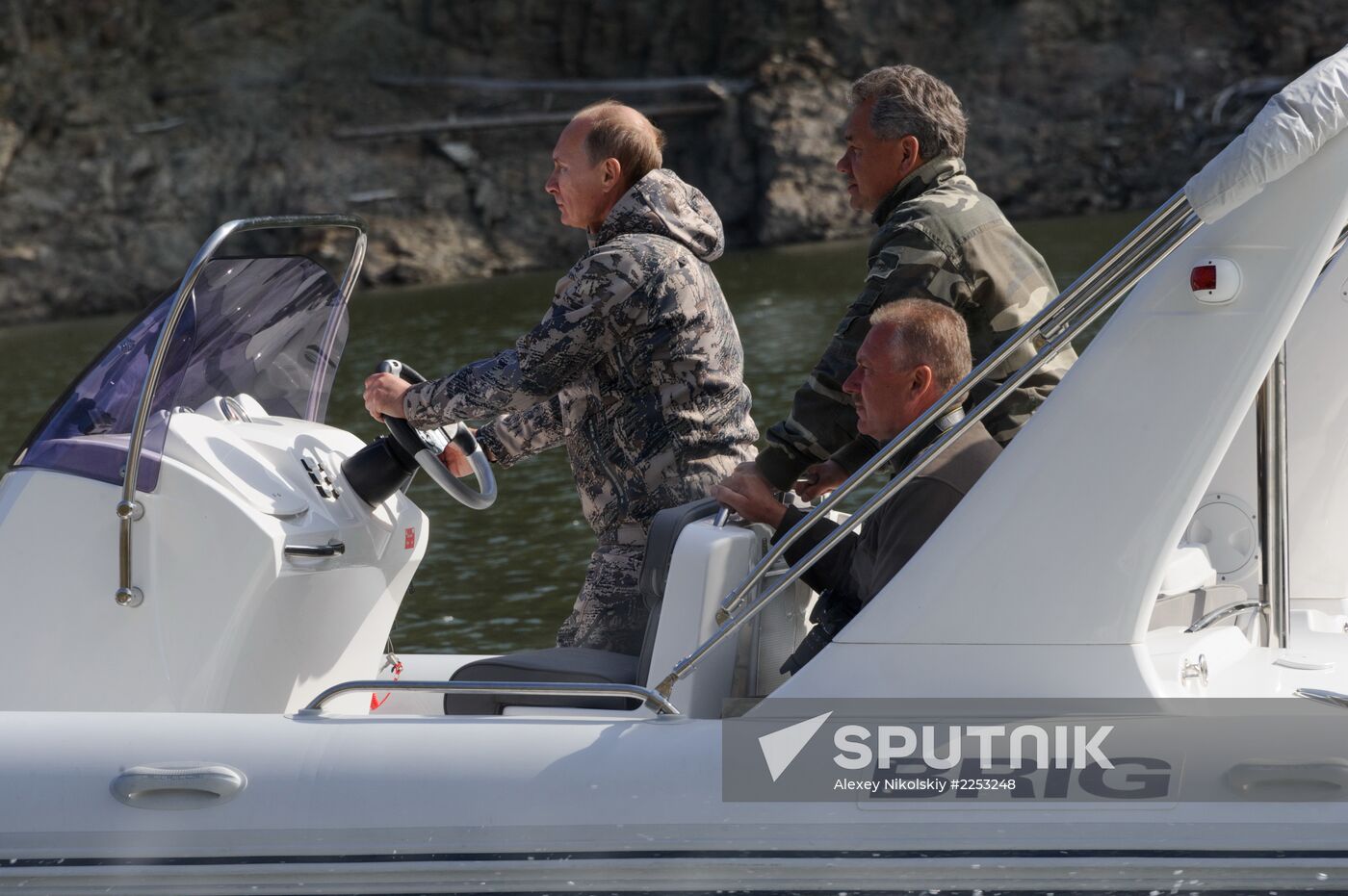 Vladimir Putin and Dmitry Medvedev on holiday