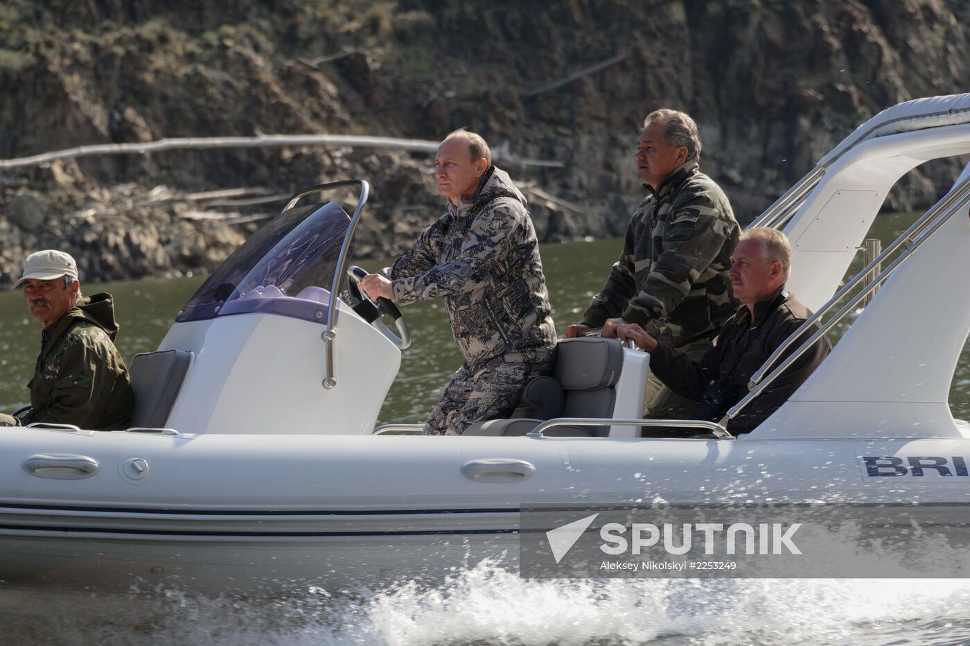 Vladimir Putin and Dmitry Medvedev on holiday