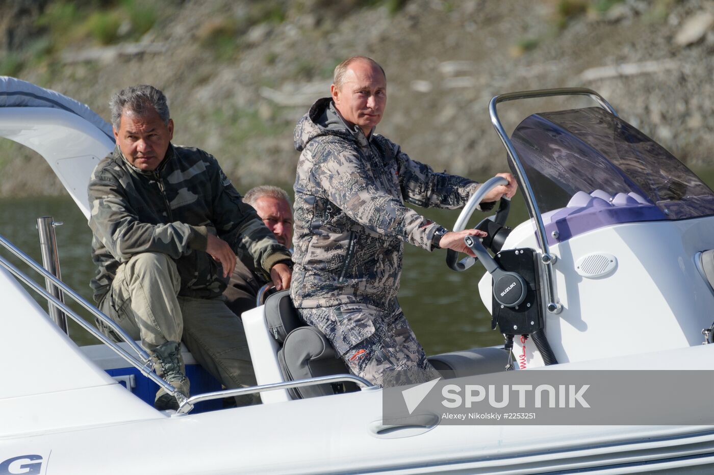 Vladimir Putin and Dmitry Medvedev on holiday