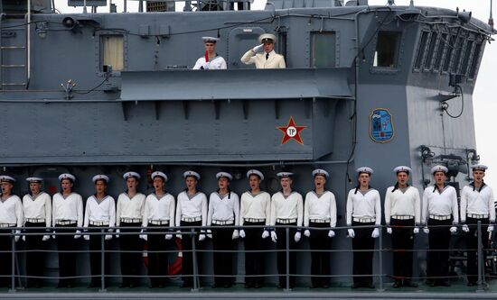 Parade rehearsal for RF Navy Day in Baltiysk