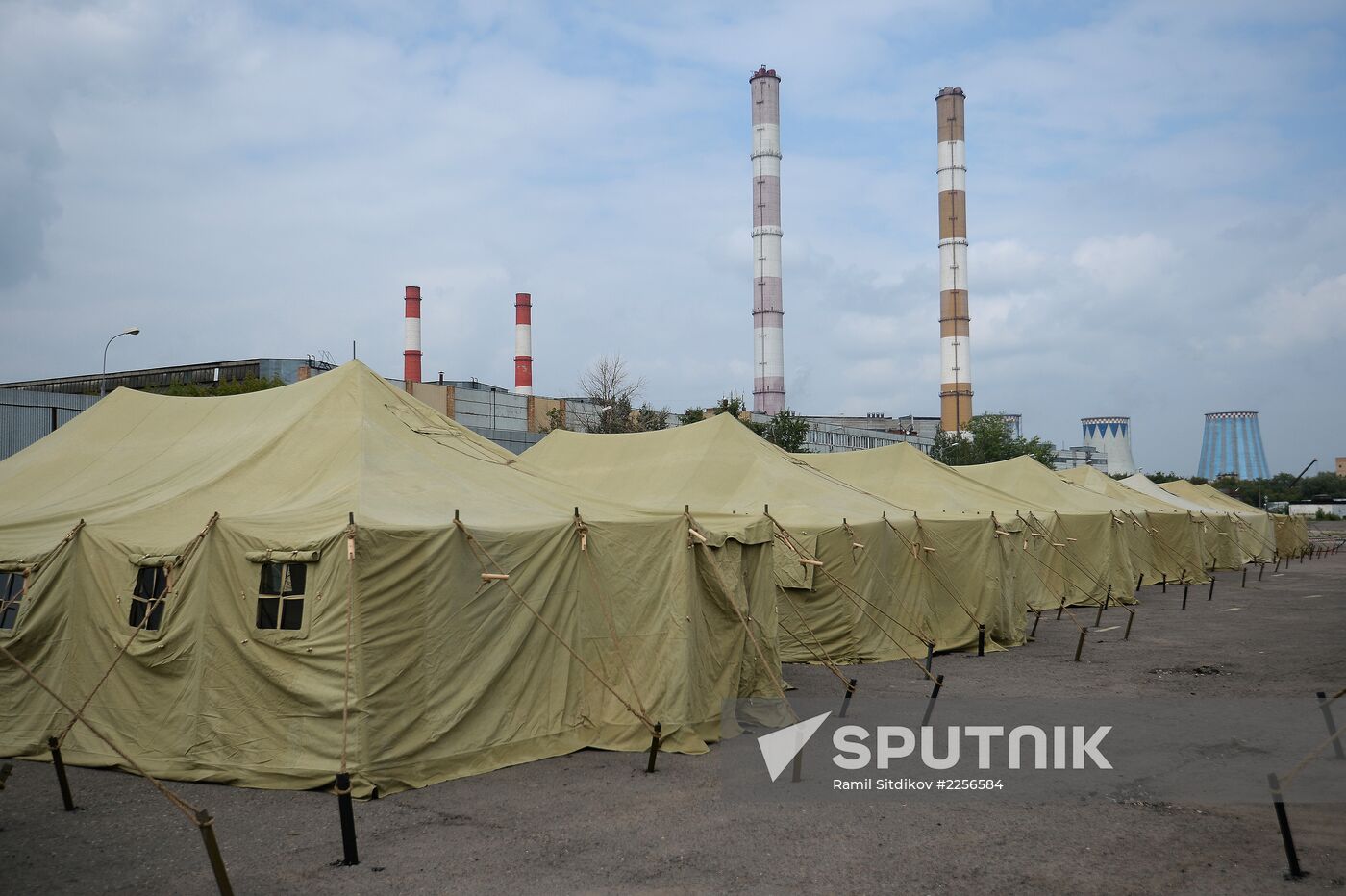 Tent camp for migrants in Moscow