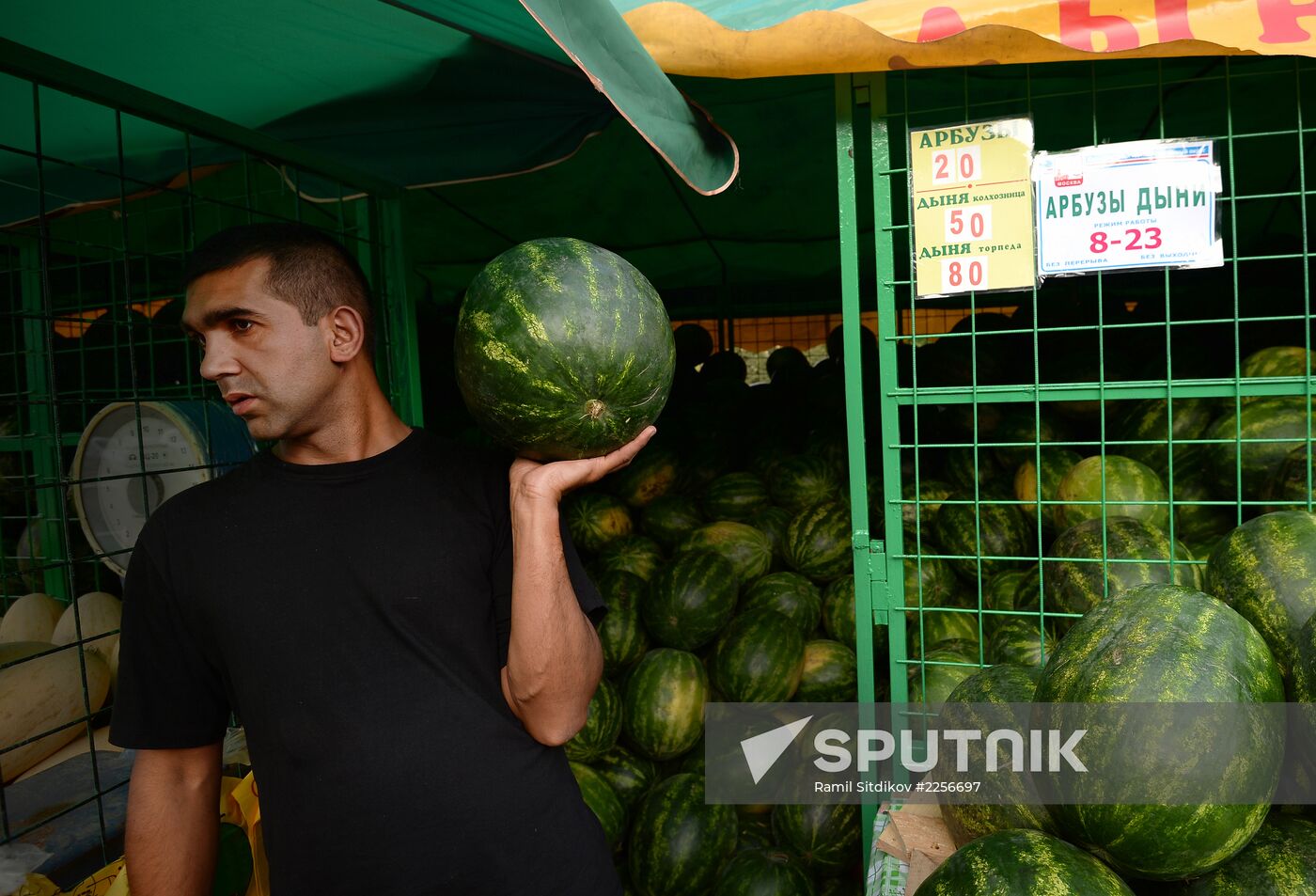 Watermelon and melon street vendors in Moscow