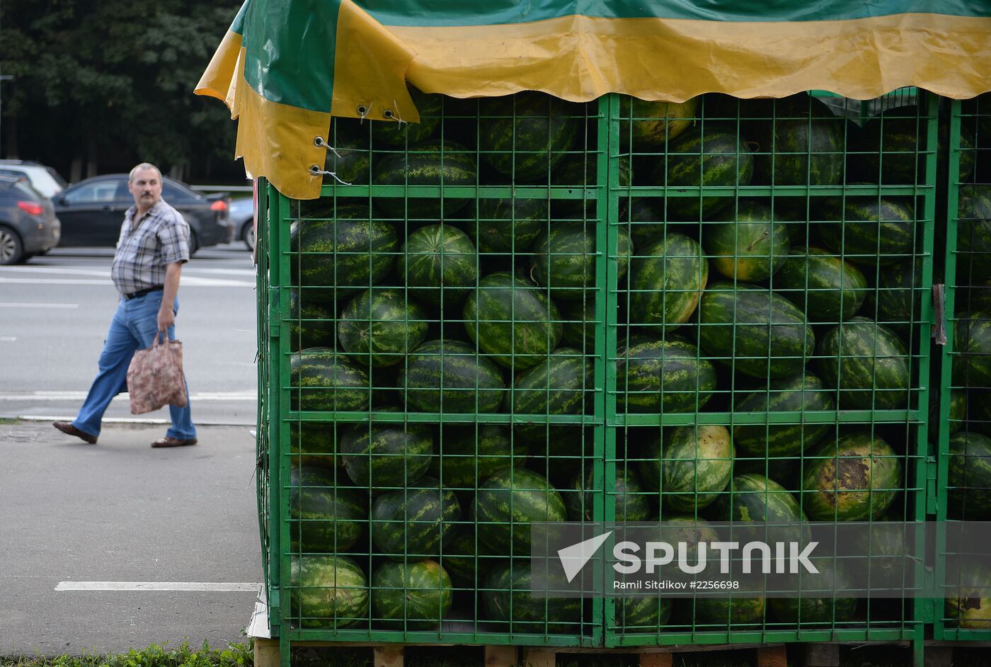 Watermelon and melon street vendors in Moscow
