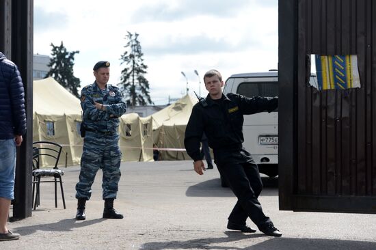 Tent camp for immigrants in Moscow