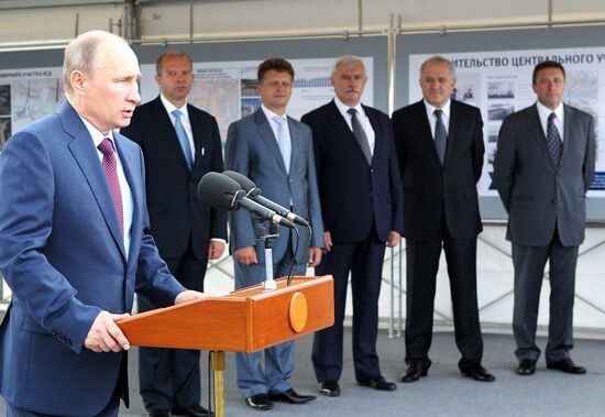 Vladimir Putin at launch ceremony for toll road section