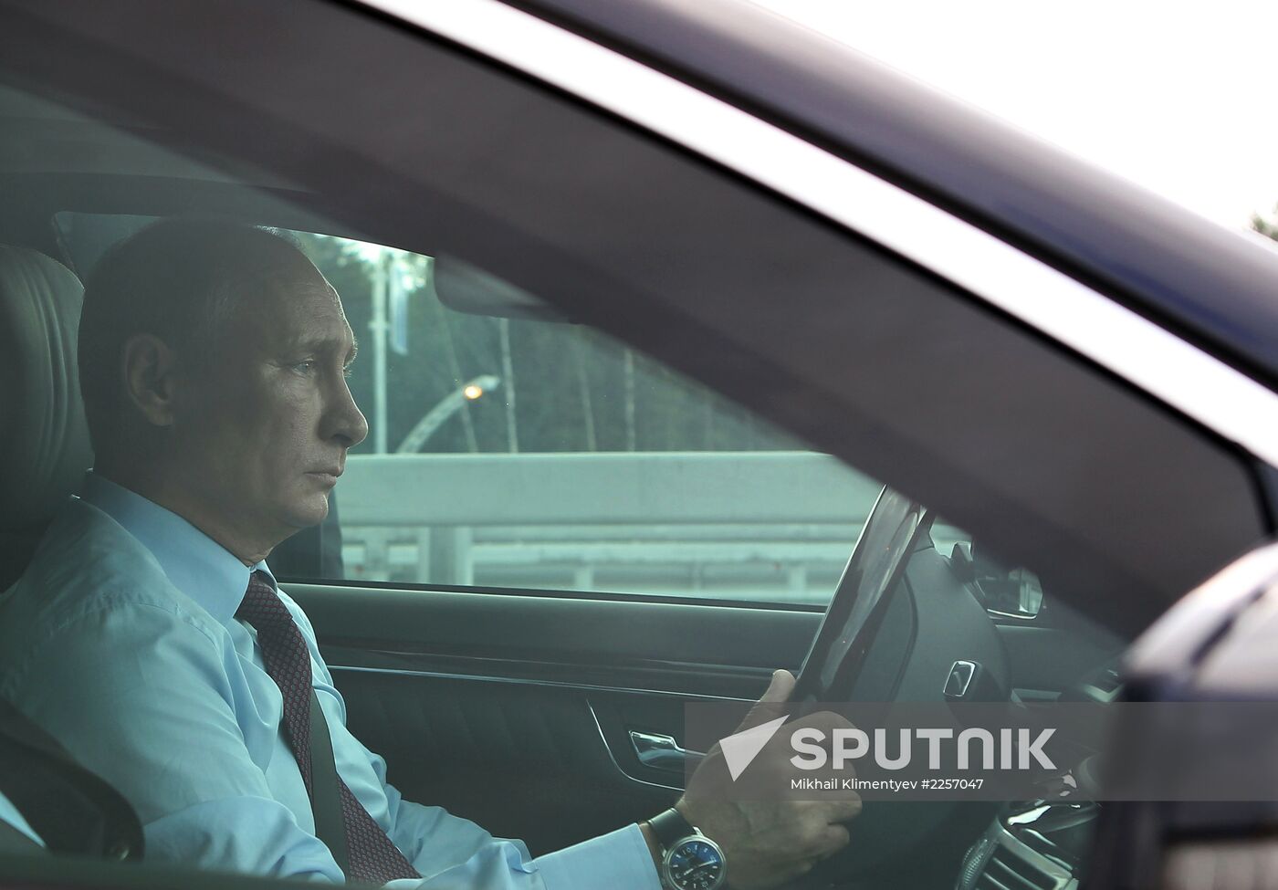 Vladimir Putin at launch ceremony for toll road section