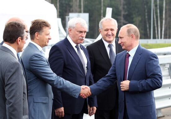 Vladimir Putin at launch ceremony for toll road section