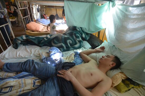 Tent camp for immigrants in Moscow