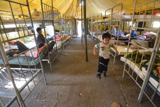 Tent camp for immigrants in Moscow