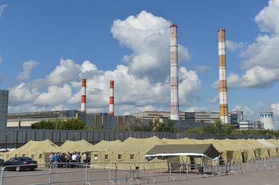 Tent camp for immigrants in Moscow