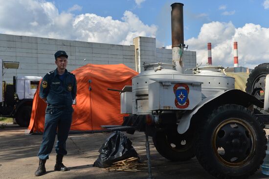Tent camp for immigrants in Moscow