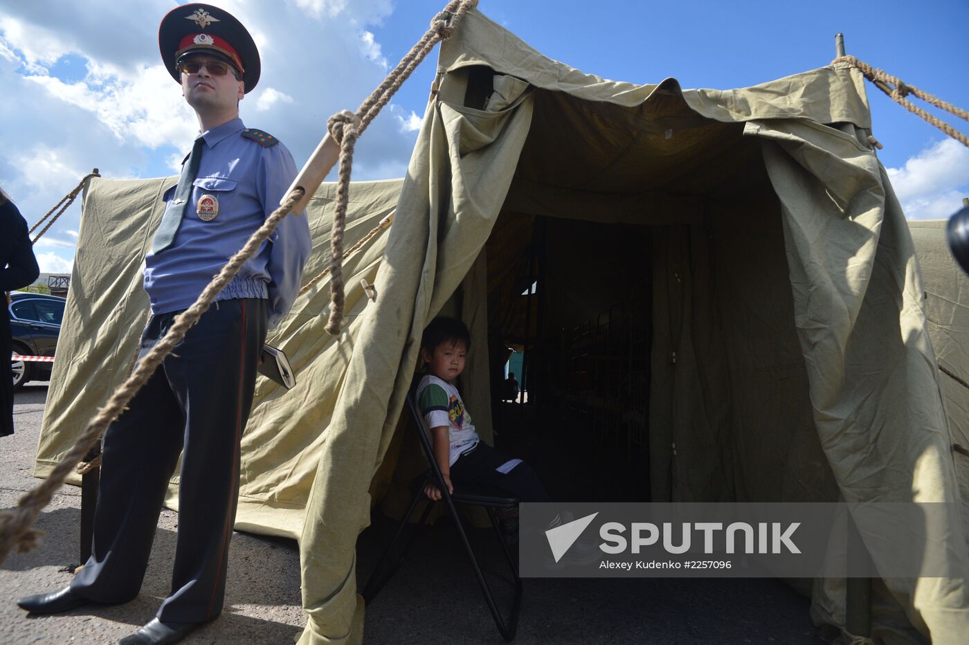 Tent camp for immigrants in Moscow