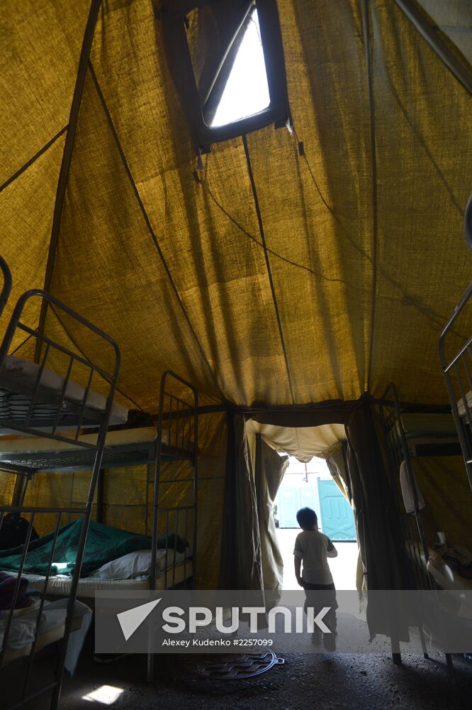 Tent camp for immigrants in Moscow