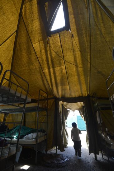 Tent camp for immigrants in Moscow