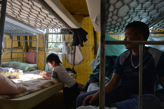Tent camp for immigrants in Moscow