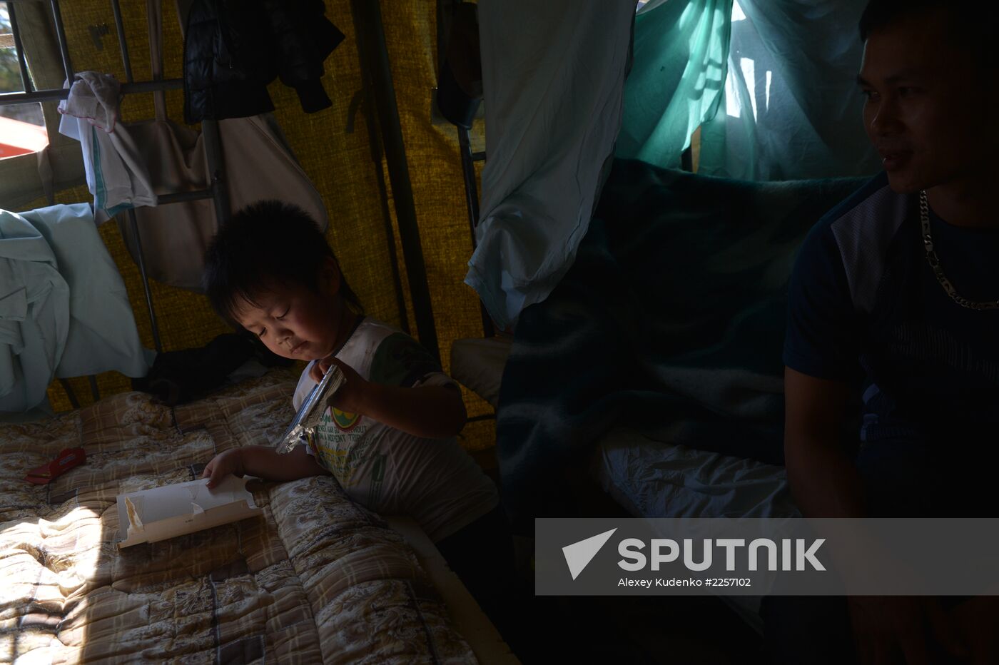 Tent camp for immigrants in Moscow