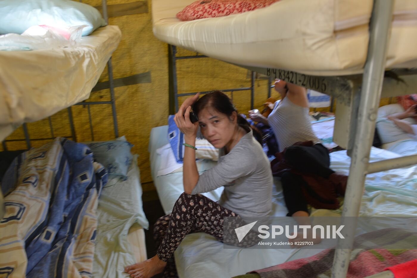 Tent camp for immigrants in Moscow