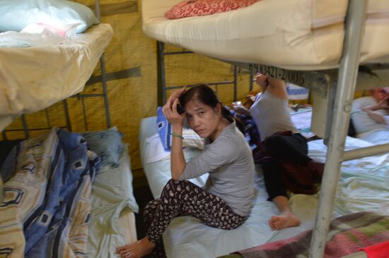 Tent camp for immigrants in Moscow