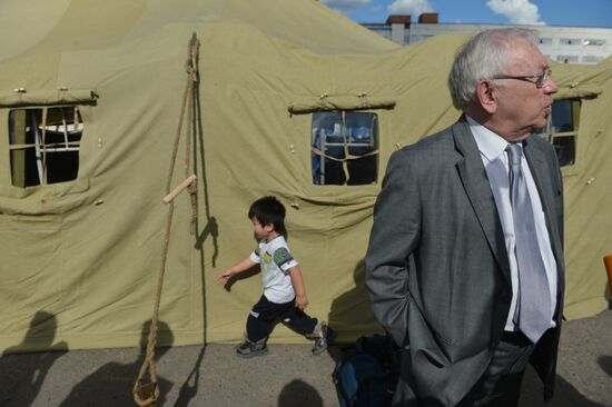 Tent camp for immigrants in Moscow