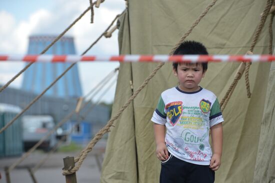 Tent camp for immigrants in Moscow