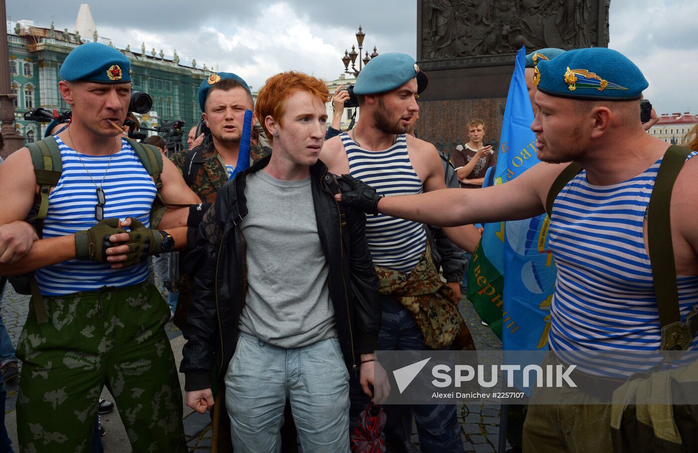 Picket of LGBT movement activist on Airborne Forces Day