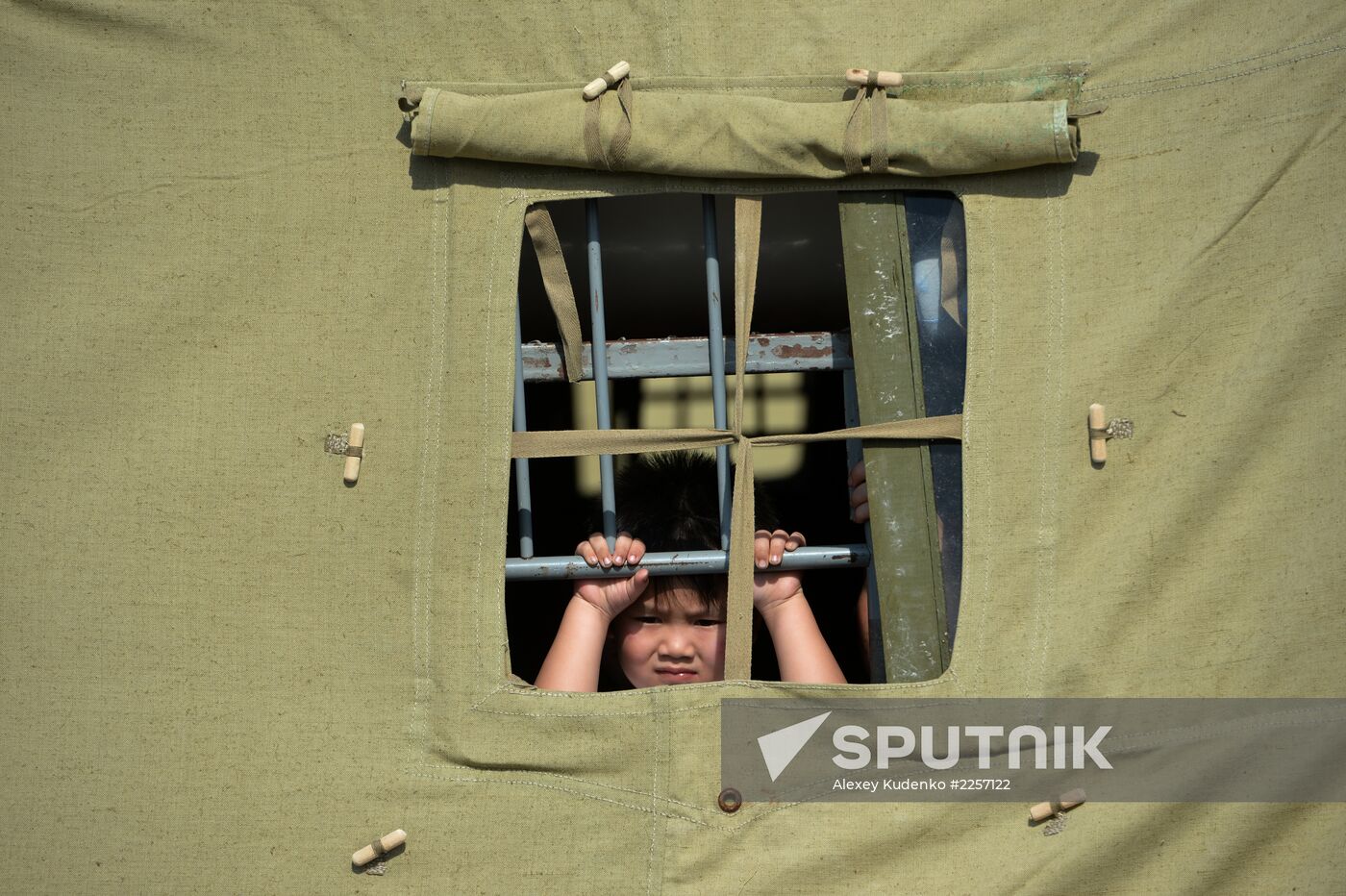 Tent camp for immigrants in Moscow
