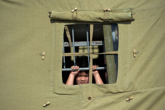 Tent camp for immigrants in Moscow