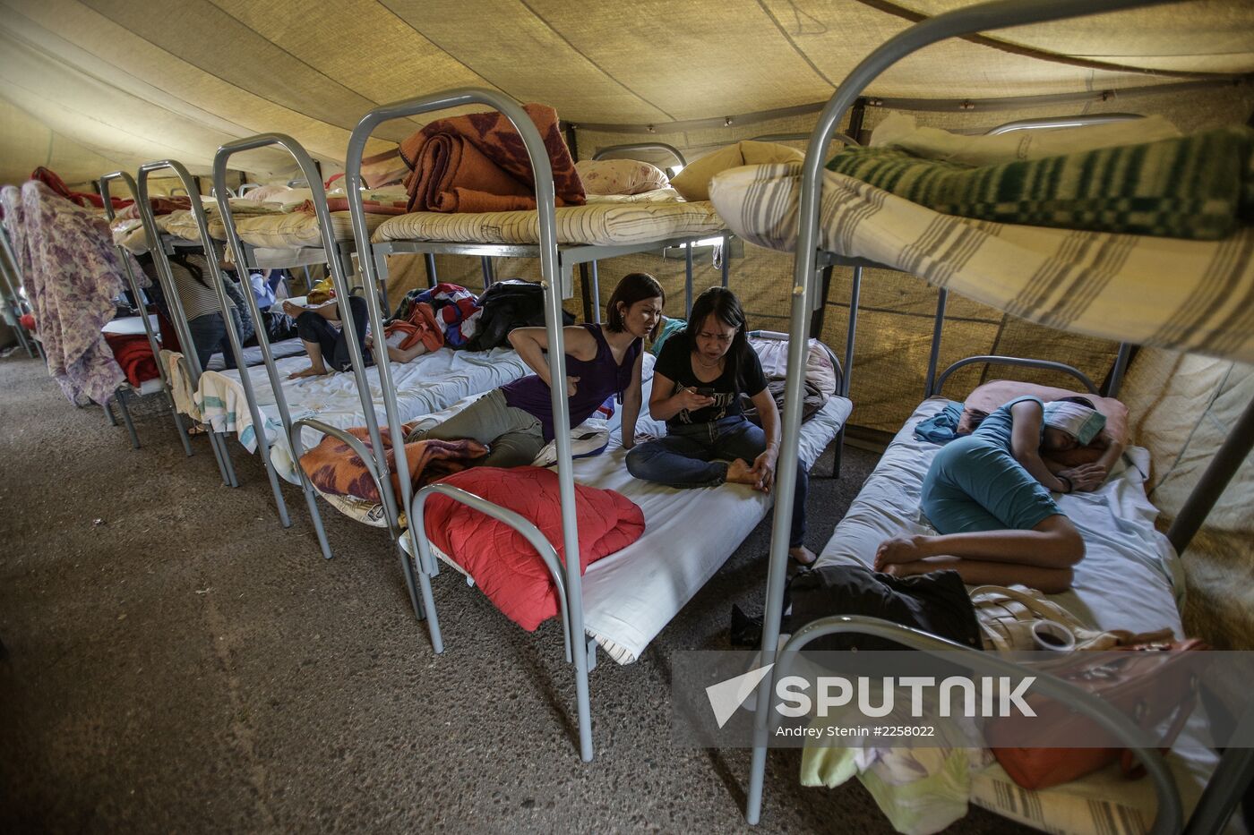 Tent camp for immigrants in Moscow