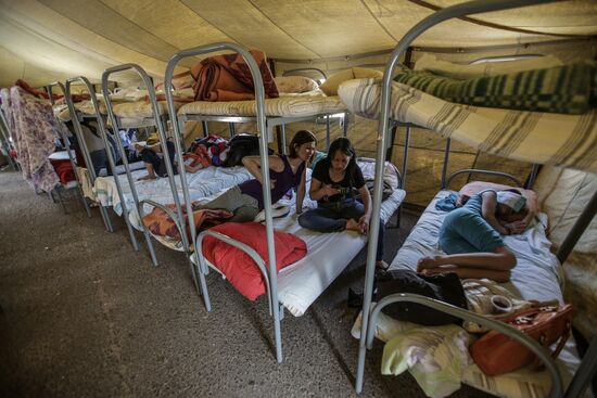 Tent camp for immigrants in Moscow