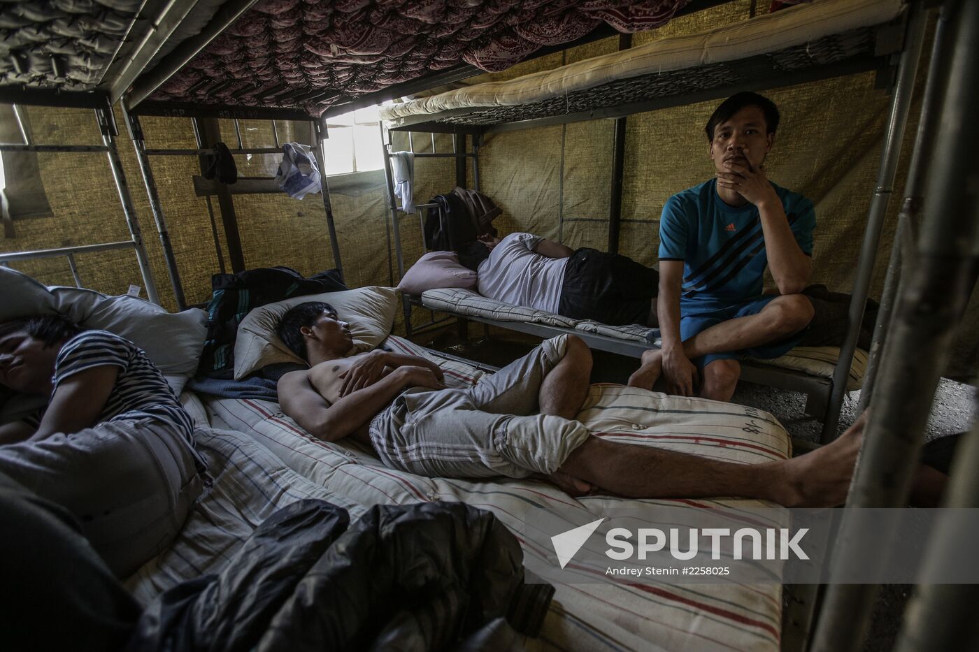 Tent camp for immigrants in Moscow