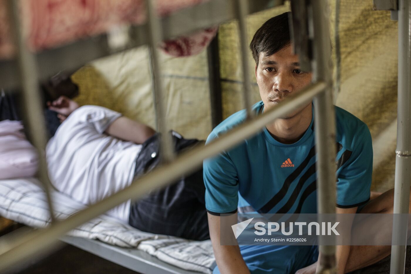 Tent camp for immigrants in Moscow