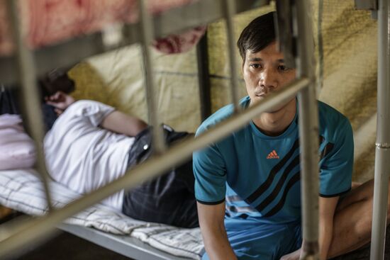 Tent camp for immigrants in Moscow