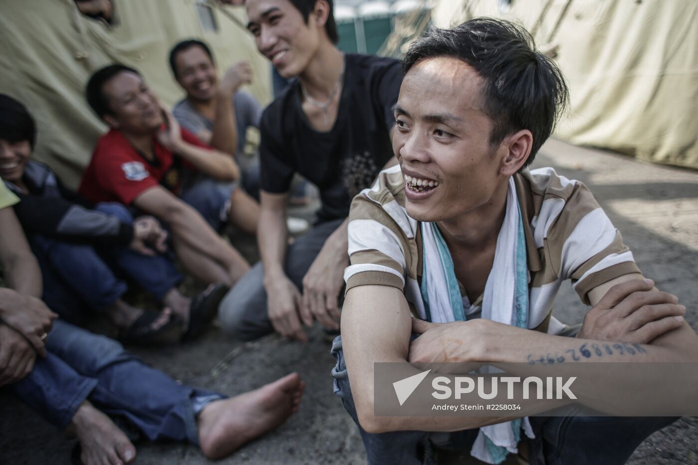Tent camp for immigrants in Moscow