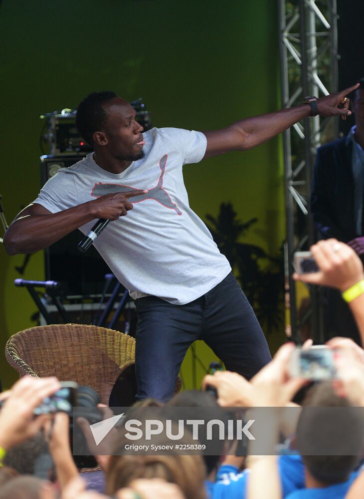Jamaican sprinter Usain Bolt in Moscow