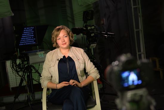Athlete Irina Skvortsova trains to become news presenter