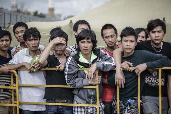 Camp for illegal immigrants in Moscow