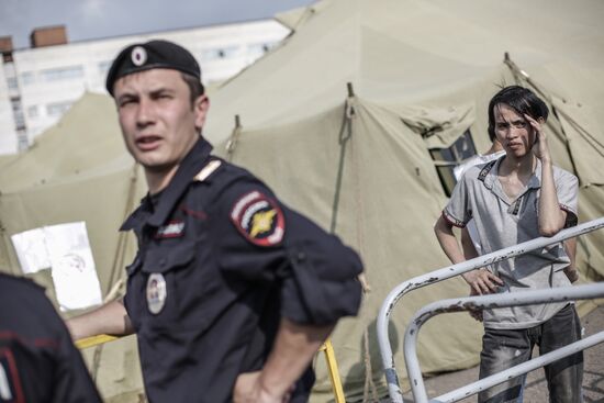 Camp for illegal immigrants in Moscow