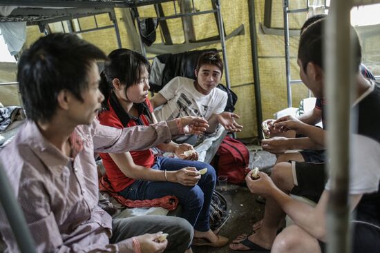 Camp for illegal immigrants in Moscow
