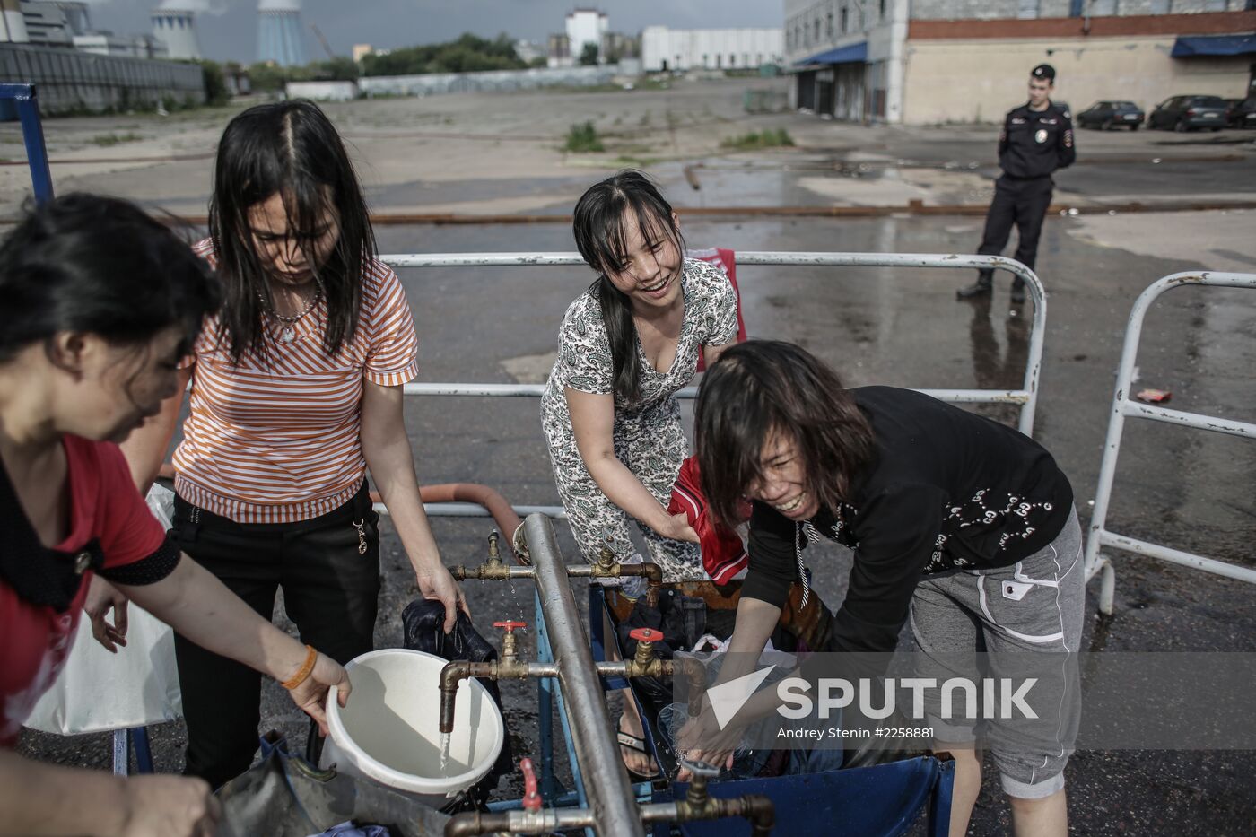 Camp for illegal immigrants in Moscow