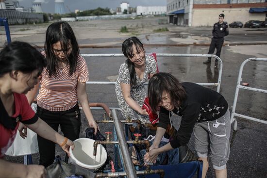 Camp for illegal immigrants in Moscow