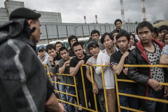 Camp for illegal immigrants in Moscow