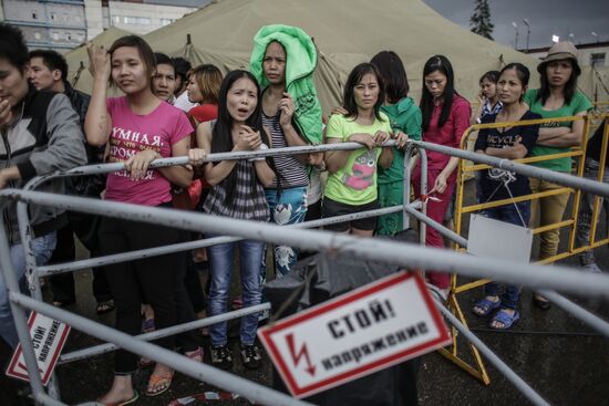 Camp for illegal immigrants in Moscow