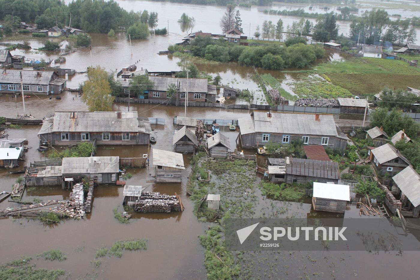 Flood damage in Amur Region inspected from air