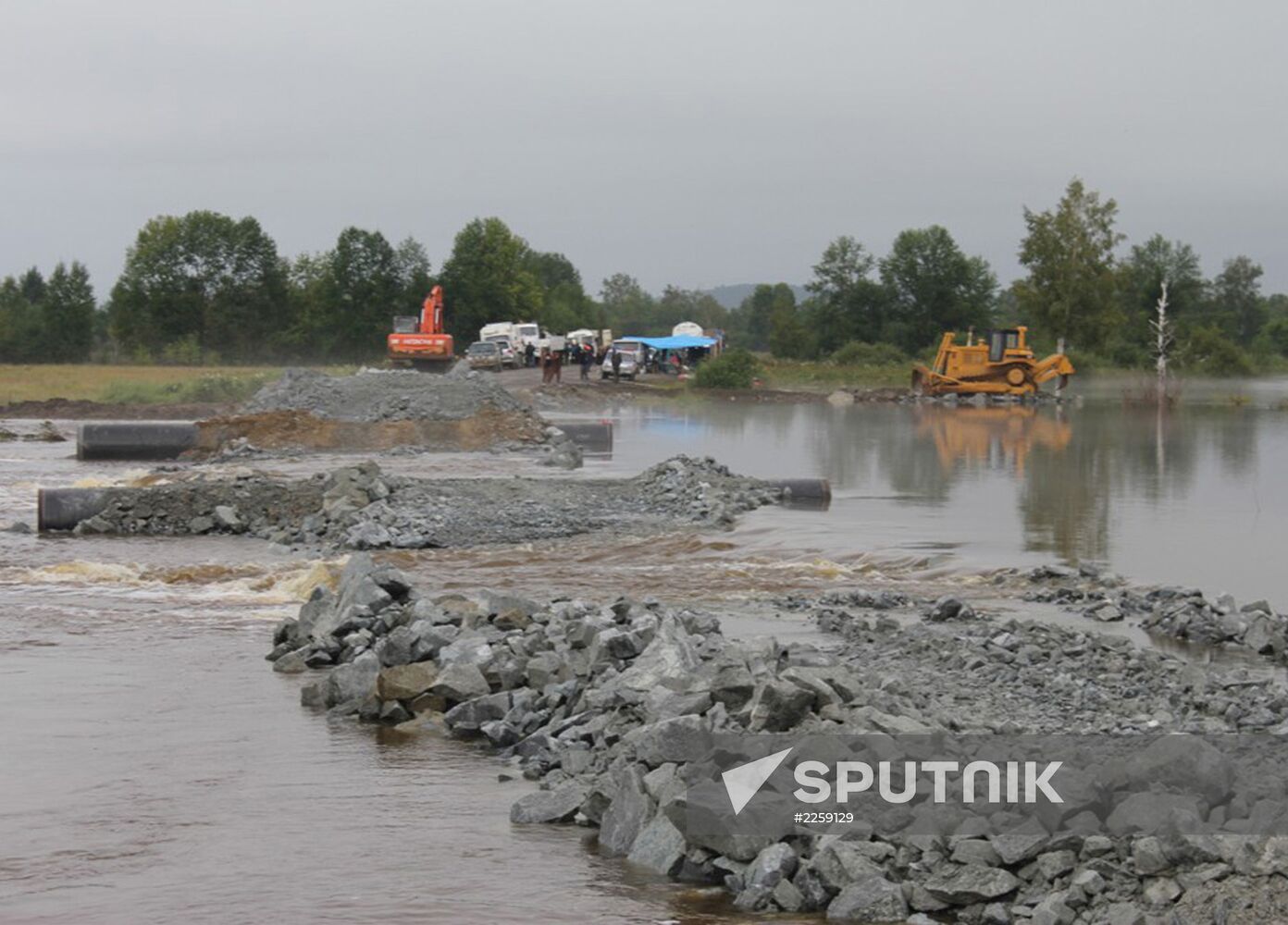 Flood damage in Amur Region inspected from air